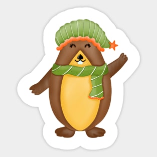 Cute christmas groundhog. Sticker